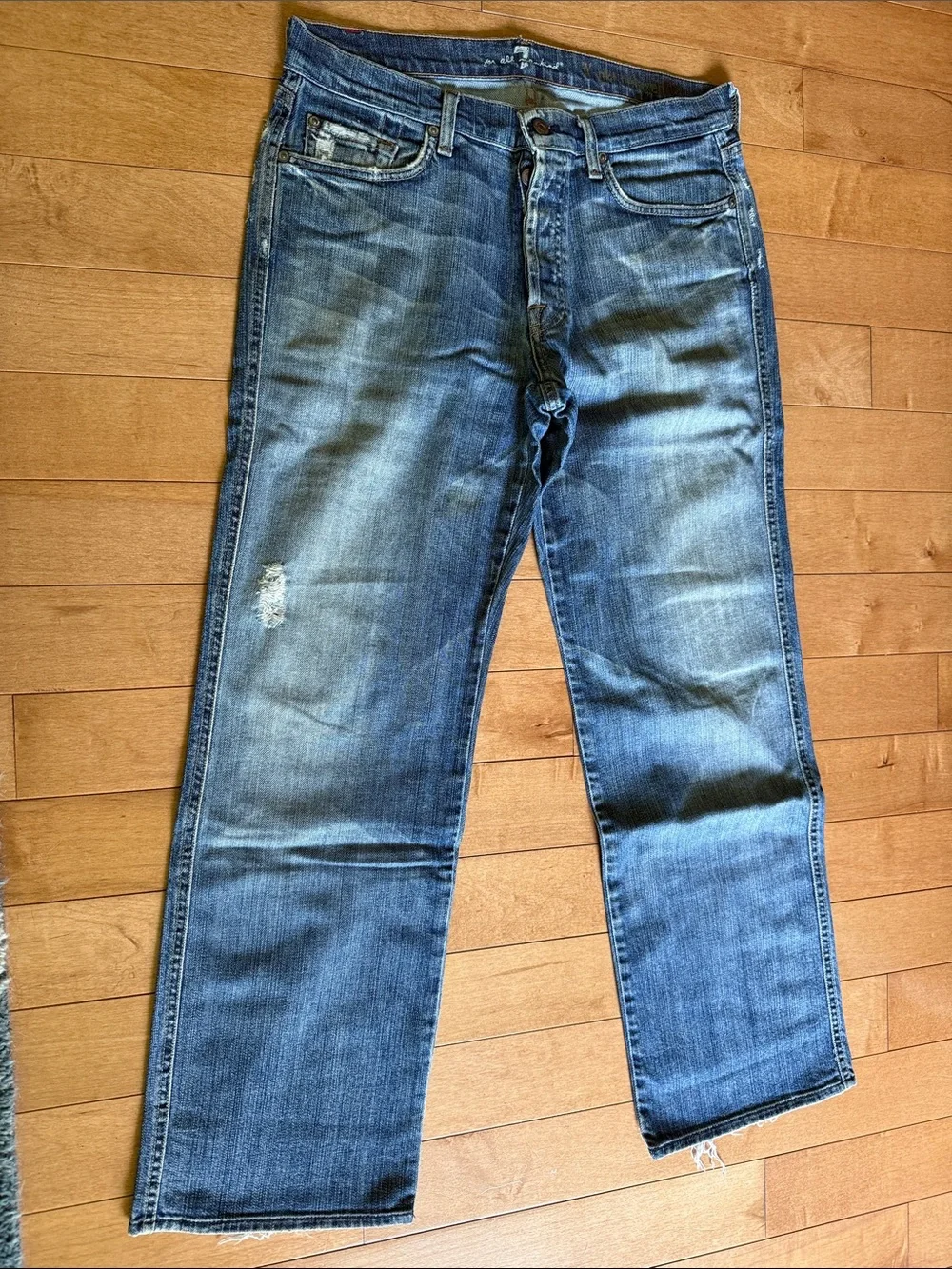 7 For All Mankind Men's Light Blue Straight Jeans